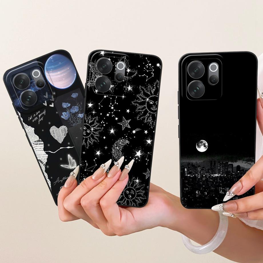 For Vivo V70 Lite V70 FE VivoV70 V2538 v2550 V2548 Phone Case Floral Aesthetic Moon Nigth Bow Pattern Funda Soft Silicone Cover