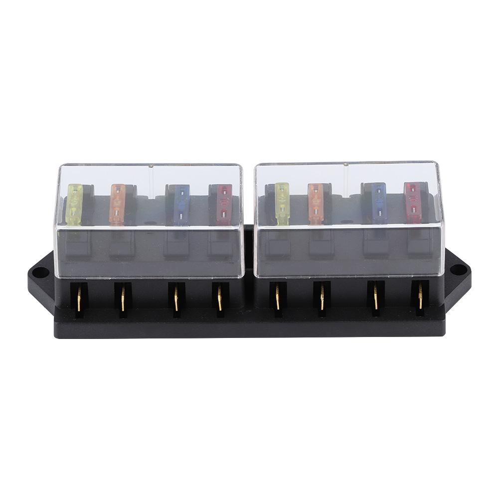 

8 Way Car Long Blade Fuse Holder Box DC 12V 15A with 8pcs Fuse Universal Vehicle Accessory