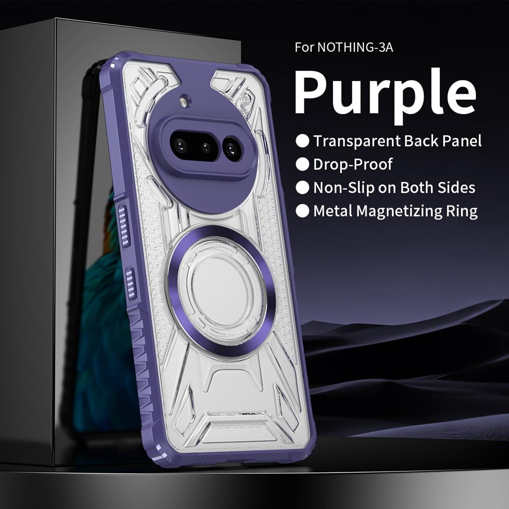 KEYSION Transparent Magnetic Case for Nothing Phone 3A Pro Silicone+PC Heavy Duty Shockproof Phone Cover for Nothing Phone 3A