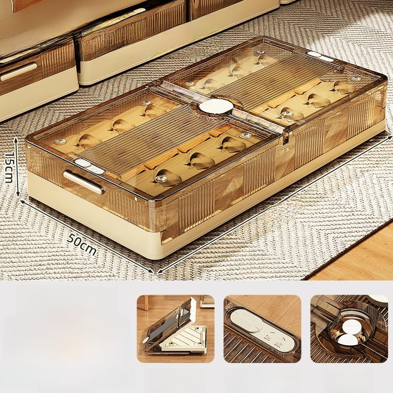 Underbed Storage Box Flat with Wheels Der Sle Plastic Organizer for Clothes And Quilts Home Use Bedroom Storage Box