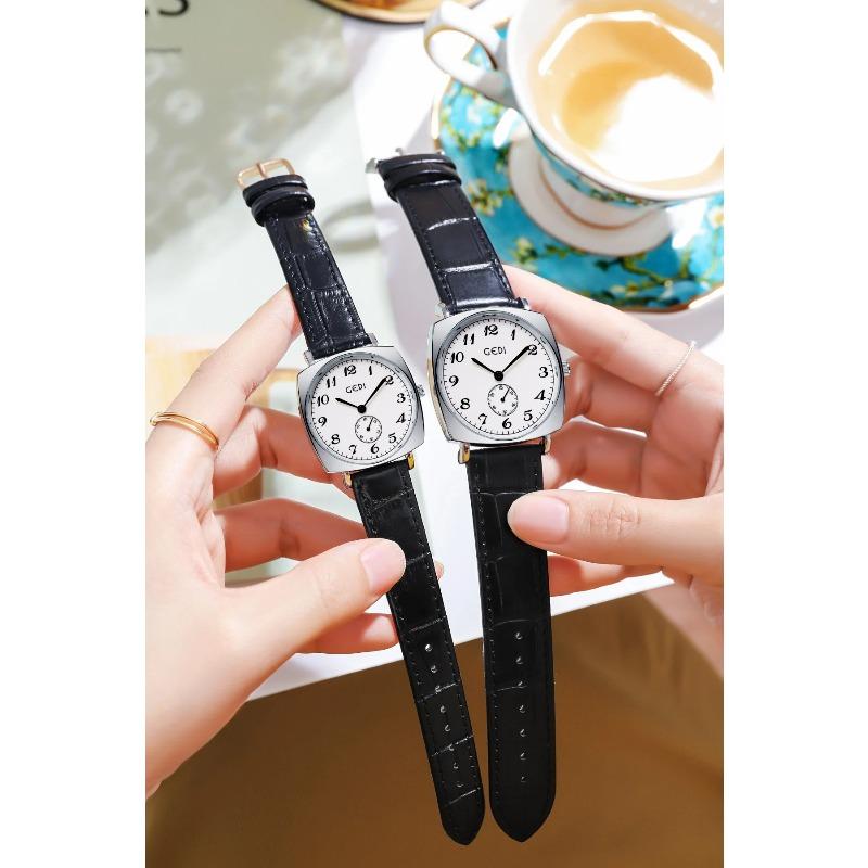 Men's Watch Simple Two Needle Two dial Couple Watches Retro Waterproof High-end Leather Strap Women Fashion Quartz Wristwatches