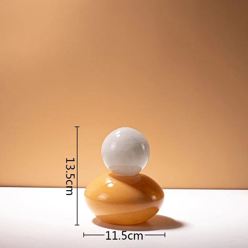 Bunte Glasvase Blumenvase Geometrische Kugel mit Deckel Aromatherapie-Flasche Glasgefäß Schreibtisch-Blumengefäß Heimdekoration