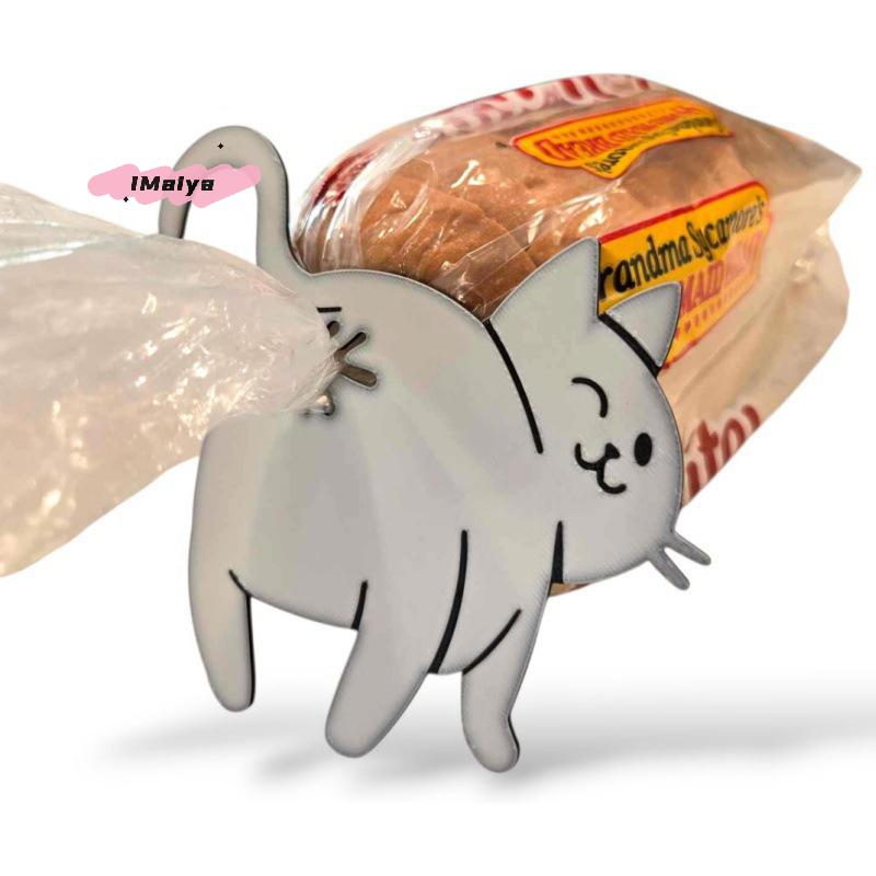 2Pcs 3D Cat Butt Bread Bag Clips Novelty Kitchen Gadget Food Storage Sealing Clip for Cat Lovers Fun Snack Accessory
