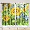 2Pcs Oil Painting Sunflower Print Curtains,Suitable For Bedroom,Living Room Kitchen Decoration,Home Decoration,Window Decoration