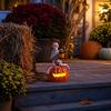 LED Light Up Pumpkin Skeleton Figurine Halloween Tabletop Decoration with Lantern for Indoor Outdoor Festival Display Prop