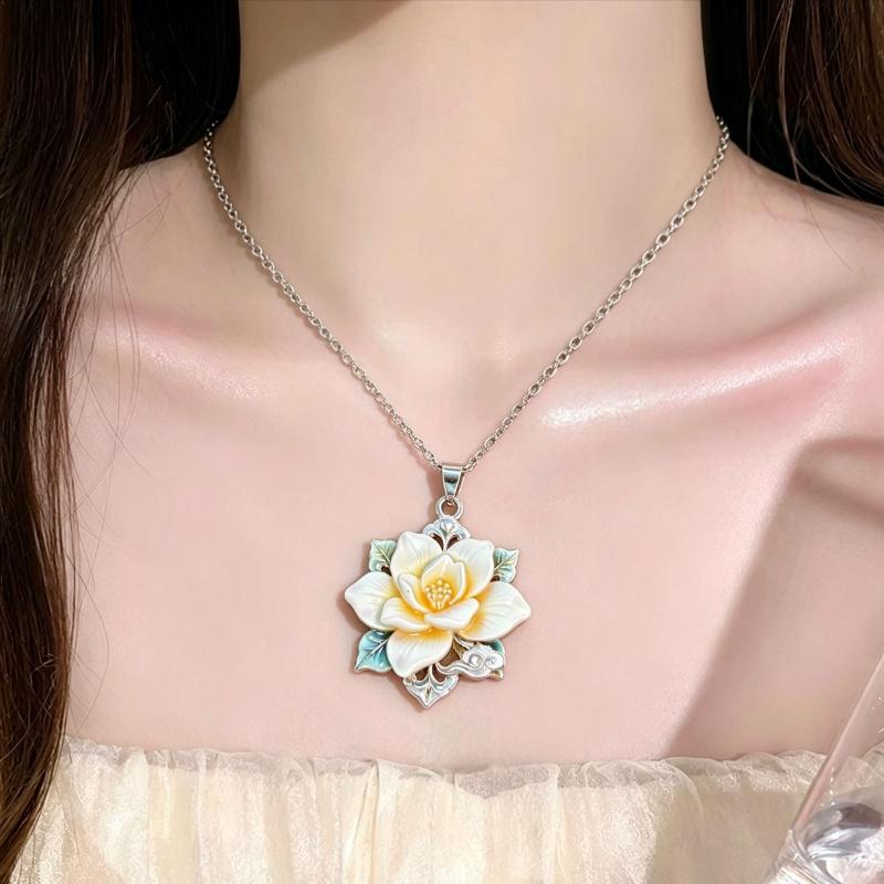 Nine Tailed Fox Enamel Pendant Necklace Colorful Hand-Painted Chinese Mythology Jewelry for Women Thanksgiving Gift