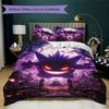 Anime Gengar Printed Bedding Set 3 Piece Soft Microfiber Duvet Cover Set Teens Game Room Decor No Sheet No Filling