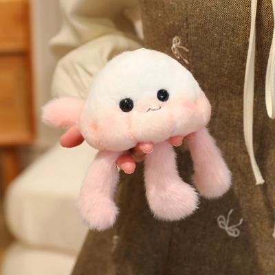 Lovely Smiling Jellyfish Plush Toy Cartoon Stuffed Animal Blue Pink Jellyfish Doll Gradient Sea Animal Keychain Pendant Gifts