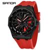 Sanda Men's Waterproof Alloy Car Wheel Design Silicone Wristwatch