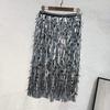 Super Dazzling Colorful Tassel Sequin High Waisted Wrapped Hip Skirt, Half Skirt, Colorful Beaded Slim Fit Skirt for Women