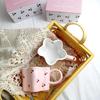 Star Cherry Ceramic Cup Pink Girl Heart Mug Children's Breakfast Cup Cute Milk Water Cup Coffee Cup