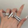 Punk Silver Color Geometric Rings For Women Minimalist Metal Irregular Line Open Ring Statement Jewelry Party Christmas Gifts