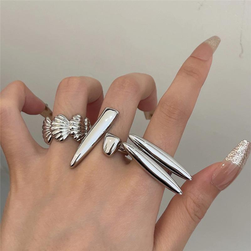 Punk Silver Color Geometric Rings For Women Minimalist Metal Irregular Line Open Ring Statement Jewelry Party Christmas Gifts
