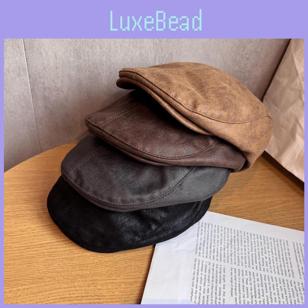 Retro Suede Beret With Solid Color Design Suitable For Teens Matching Daily