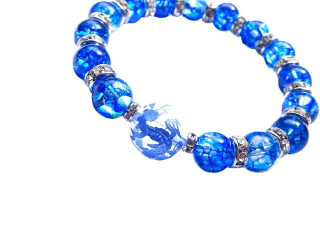 

for Fulfilling Wishful Large 14mm Blue Dragon Crack Quartz Power Stone Bracelet for Women Stone AAA 16cm Kanoishi [Rising Dragon/Amulet Wishes!]