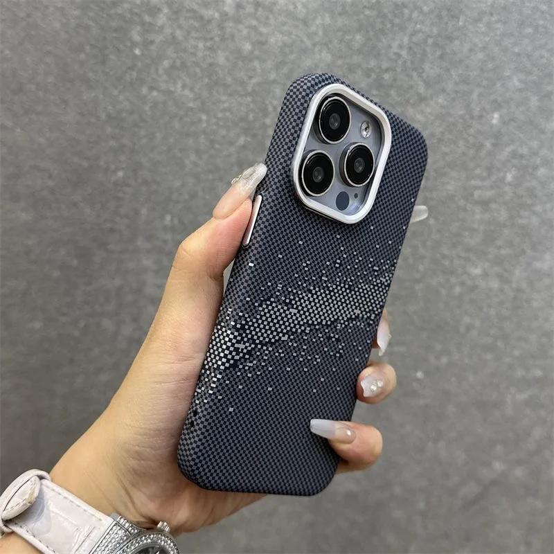 

Новые роскошные магнитные чехлы для телефонов с текстурой из углеродного волокна для iPhone 15 12 13 14 Pro Max Magsafe, матовый жесткий противоударный чехол для ПК For iPhone 15Pro серый