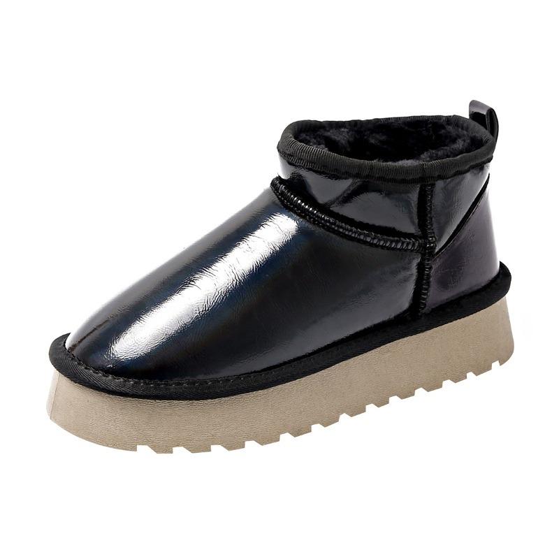 Fashion Platform Bull Tendon Non-Slip Snow Boots Women Winter Waterproof Plus Fleece Short Pin Cotton Shoes