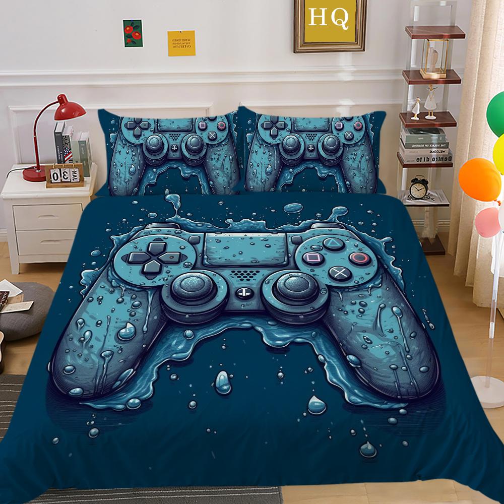 Set da letto 3D con stampa di console di gioco per la casa, moda ragazzo, copriletto taglia singola, set copripiumino, poliestere, tessili per la casa