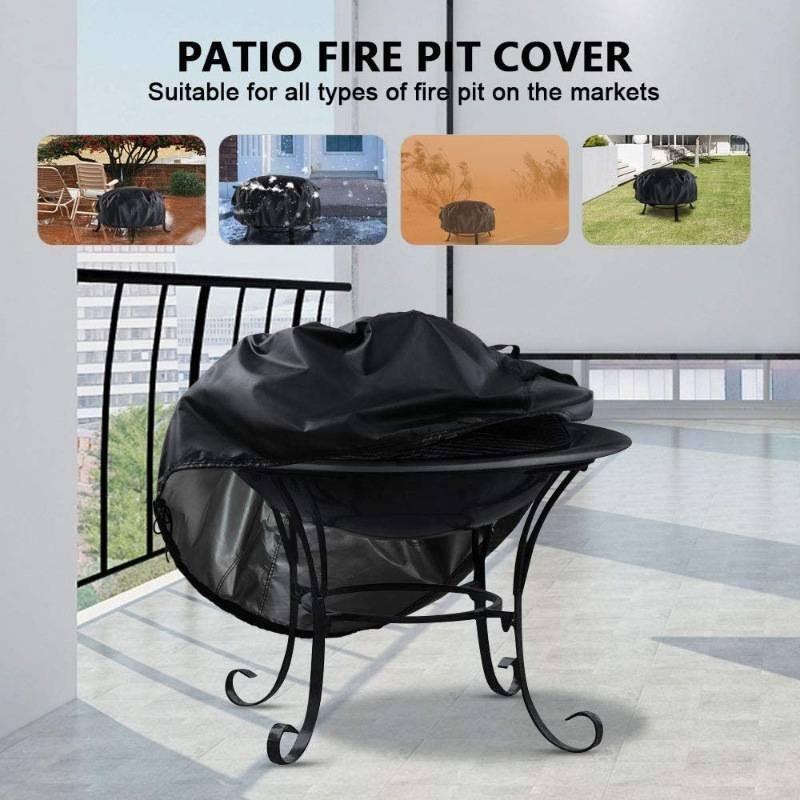 Durable 210d Oxford Fabric Waterproof Outdoor Fire Pit Cover For Dust Protection