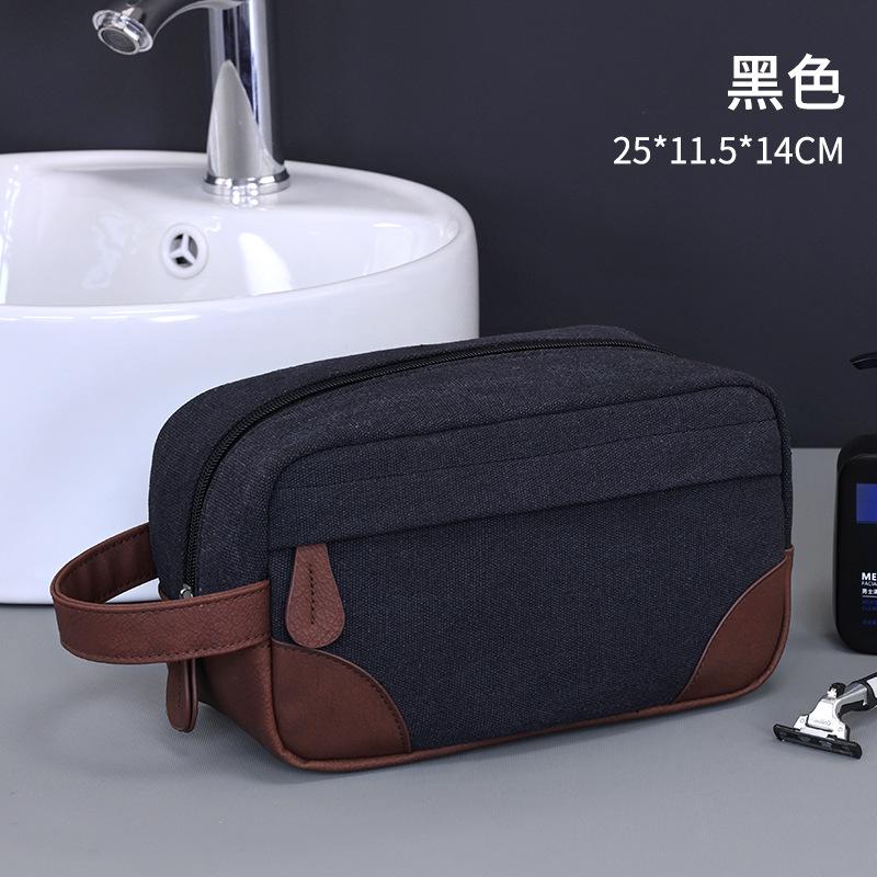 

Large Capacity Leather Canvas Men Wash Shaving Women Toiletry Storage Waterproof Makeup Travel Organizer Retro Cosmetic Bag 2025