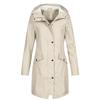 Damen-Regenjacke mit einfarbigen Streifen, für den Außenbereich, mittelgroß und lang, wasserdicht, mit Kapuze, winddicht