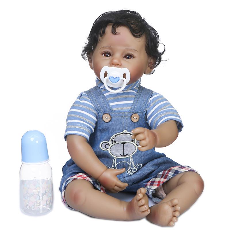 50cm Realistic Reborn Doll - Cute Baby Raven with Black Skin Tone 50cm