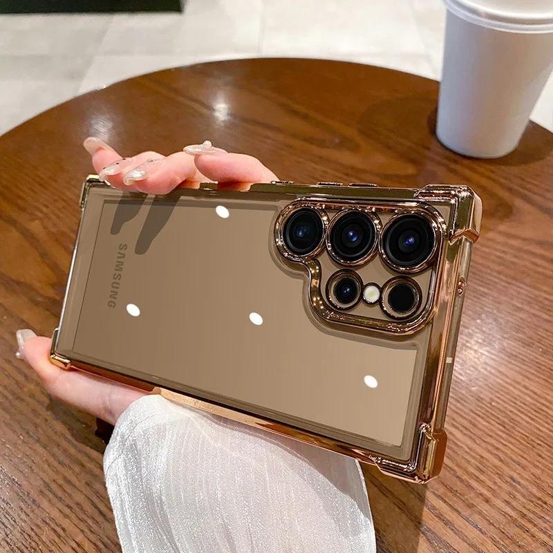 Luxusní nárazuvzdorný průhledný kryt pro Samsung Galaxy A55 A53 A35 5G S24 Ultra S23 FE S22Plus S21 S20 Tvrdý akrylový hybridní kryt s rámečkem