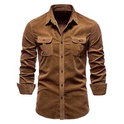 Autumn Cotton Corduroy Men's Business Slim Fit Casual Shirt Men's New Long Sleeved Jacket