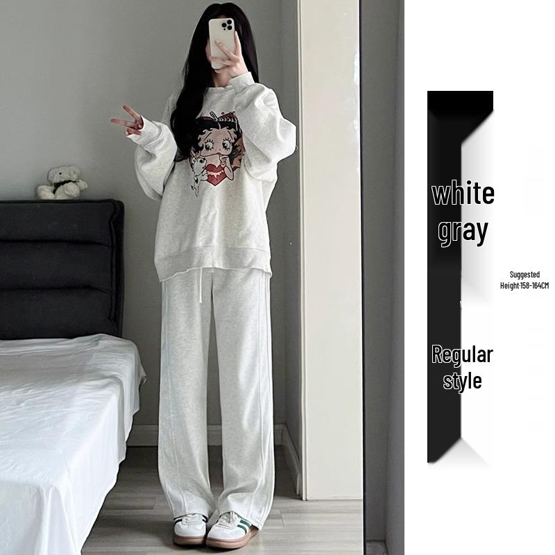 Women's High Waist 145cm Loose Wide-Leg Spring/Autumn Pants for Petite