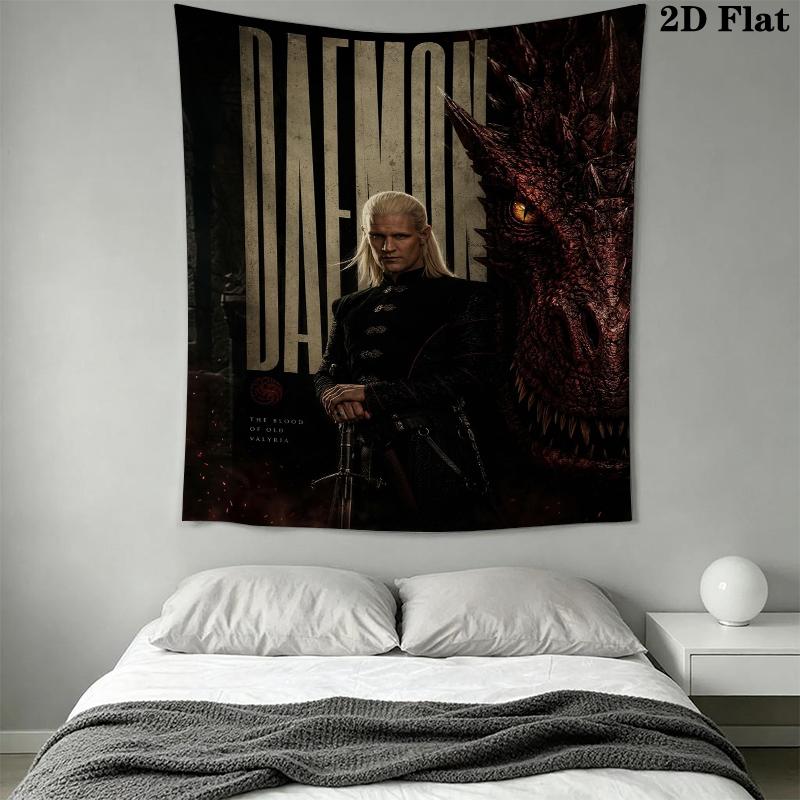 Tapiz de Pared de Daemon Targaryen Colgante de Pared Estético Manta de Tela Impresa Tapices Decorativos para Dormitorio Sala de Estar Decoración del Hogar