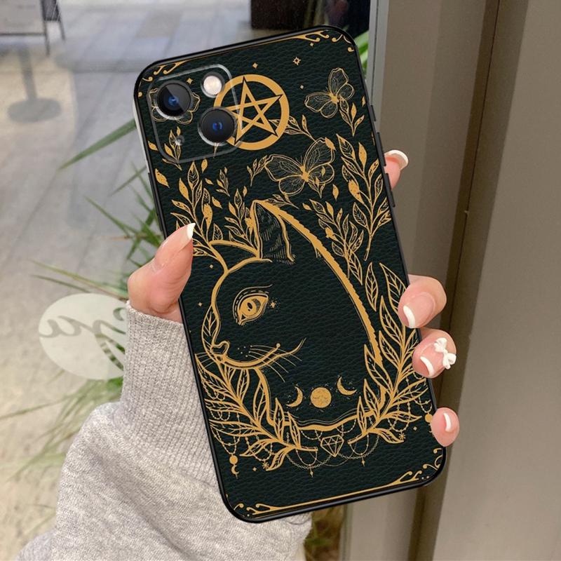 Moon Tarot Witch Cat Phone Case For iPhone 16 15 14 Pro Max 11 12 13 Pro Max Mini XR 16 15 Plus 16e Back Cover