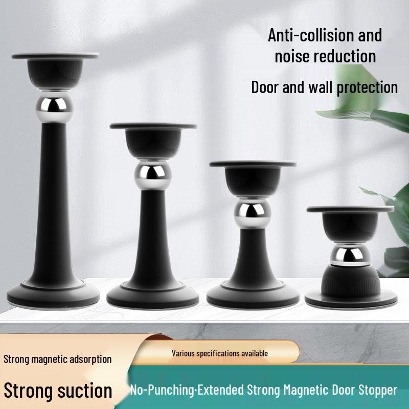 Magnetic No-Drill Silicone & Wooden Door Stopper – Strong Anti-Collision Bumper