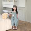 Abbigliamento estivo tinta unita per bambine Tuta carina per bambini Versione coreana Moda Retro Abbigliamento per bambini 3-7 Anni