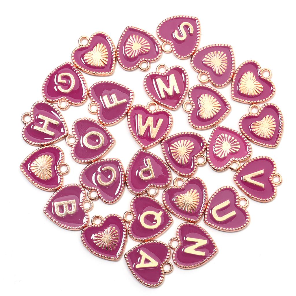 26pcs/lot Alloy Drip Oil Peach Heart Pendant Colorful A-Z Letters Charm Pendant For DIY Handmade Earrings Necklace Accessories