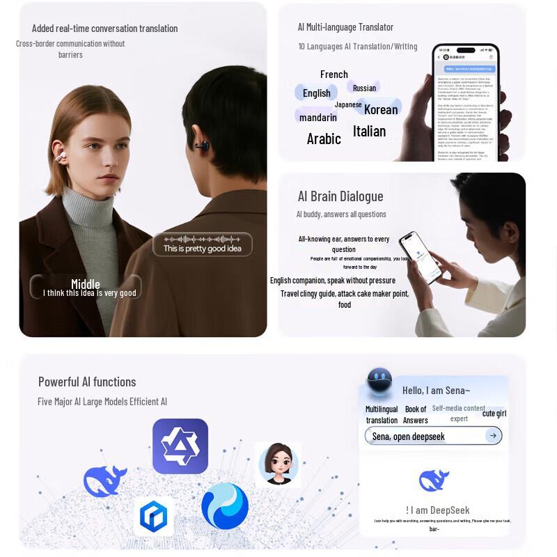 Saina S7S AI Open-Ear Bluetooth Clip-On Headphones