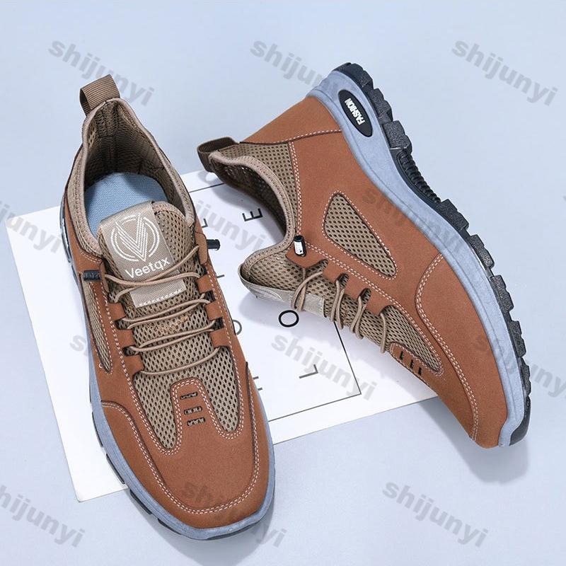 Fashion Large Size Men Casual Shoes 2025 Summer New Mesh Breathable Outdoor Non Slip Hiking Shoes Comfortable Fashion Platform Sneakers