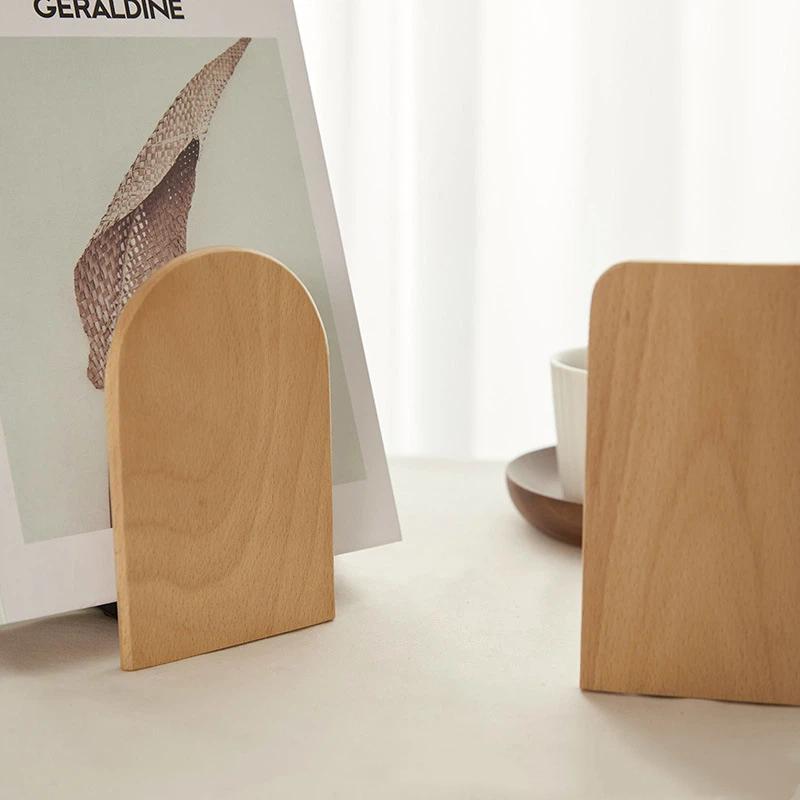 Nature Wooden Bookends Desktop Bookshelf Desk Organizer Office Home Book Accessories Storage Book Holder Wood Book Ends