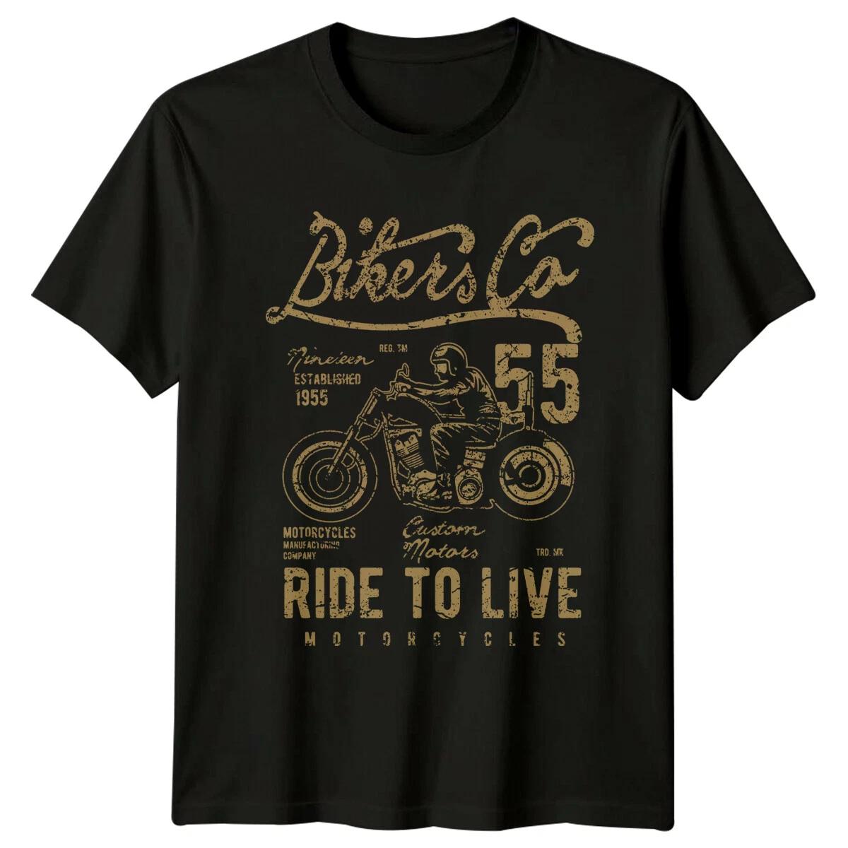 Bikers Co Ride To Live Motorcycles Mens T-Shirt Womens Tee Graphic Unisex Top S