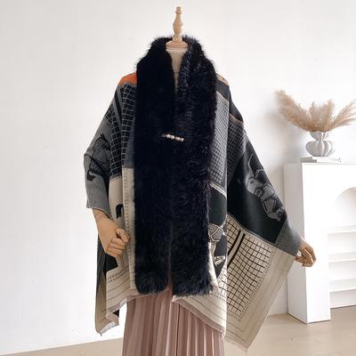 Korean Version Of The  Double-Sided Warm Outer Scarf High-End Fashionable Temperament Large Shawl High-End Gift Scarf