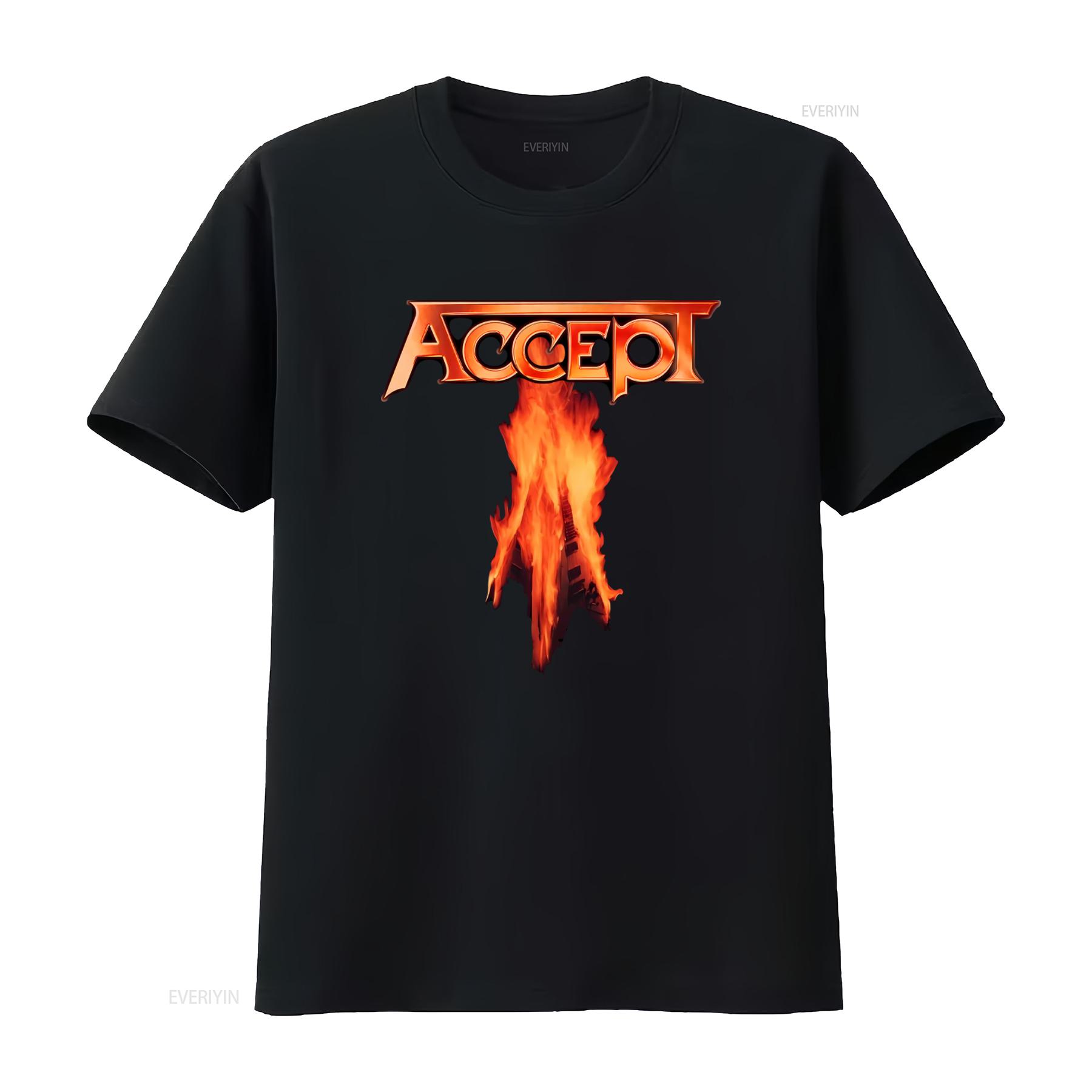 

Accept Flying V Officiele Flame Design T Shirt for Men Rock Band Merchandise vintage Washed homme Comfortable Breathable 4XL