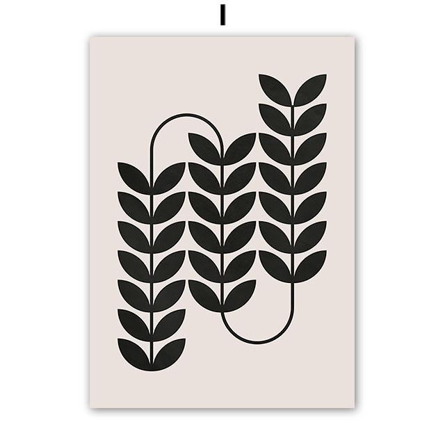 Vase Leaf Moon Line Geometry Wall Art Canvas Painting Abstract Posters And Prints Hotel Bar Wall Pictures For Living Room Decor