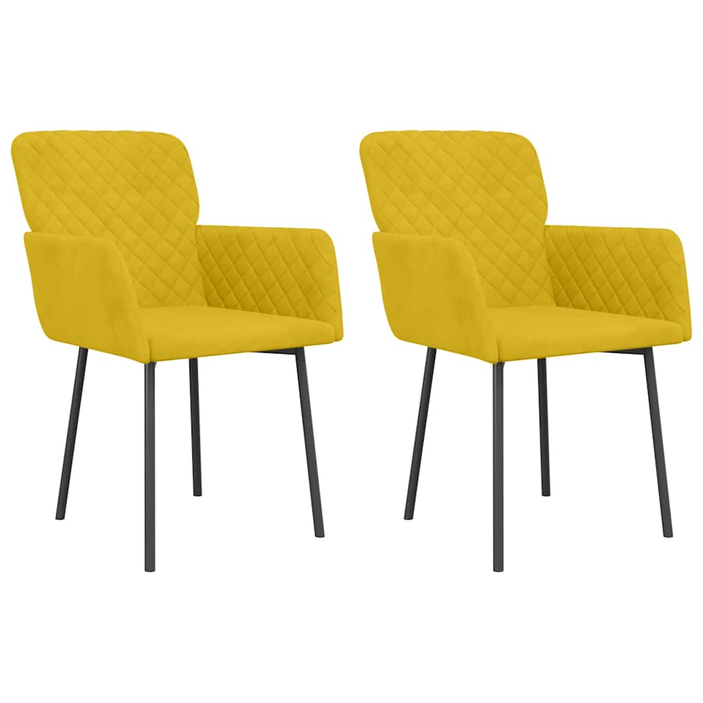 Dining Chairs 2 pcs Yellow Velvet
