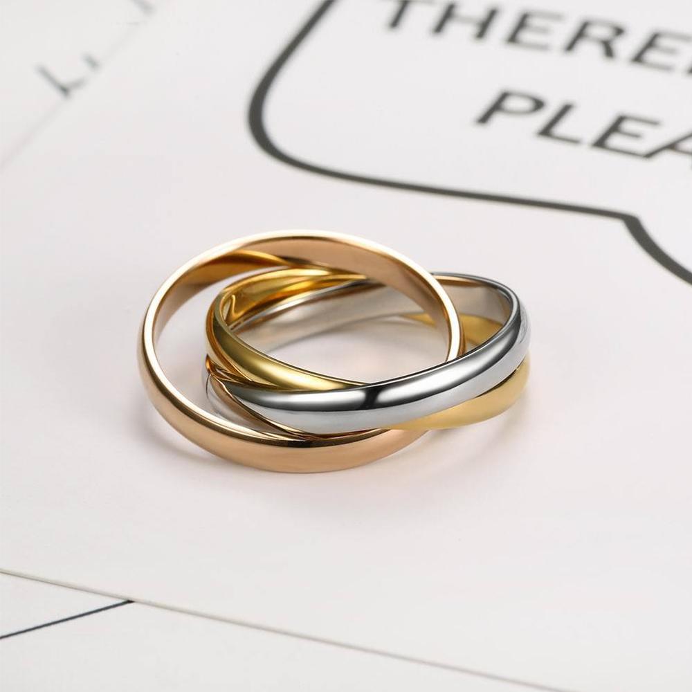 Fashion 3 Finger Ring Sets For Women Stainless Steel Wedding Engagement Rings for Couples Jewelry