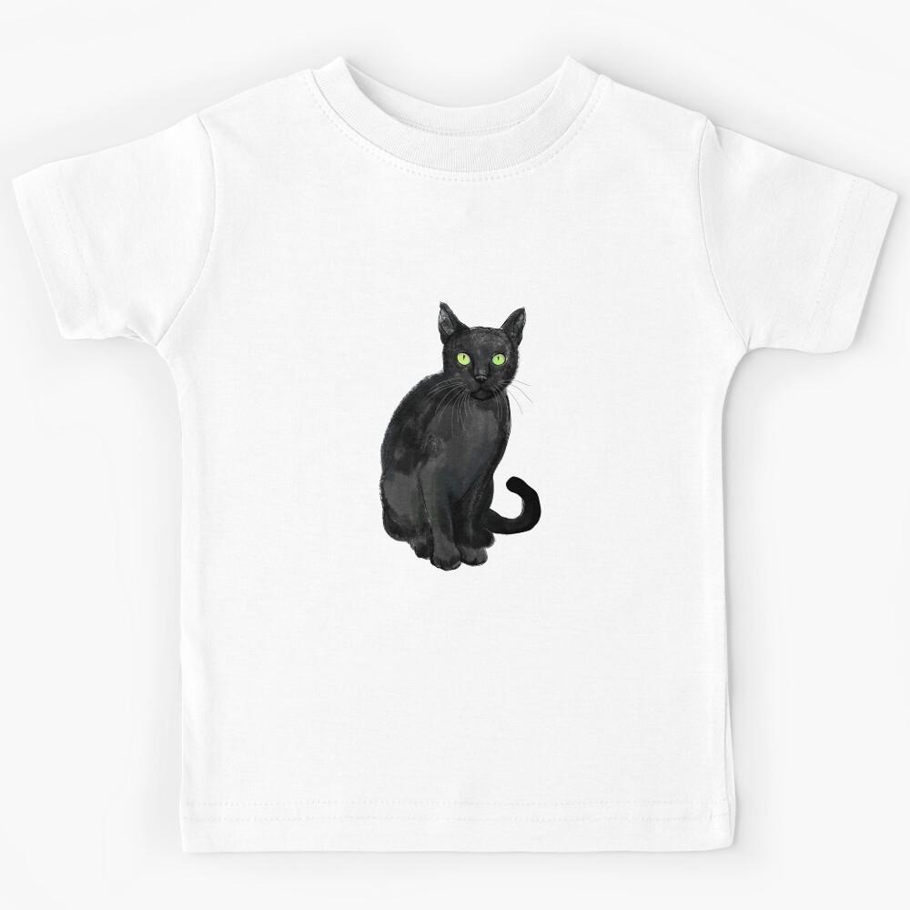 Black cat sitting Kids T-Shirt 130