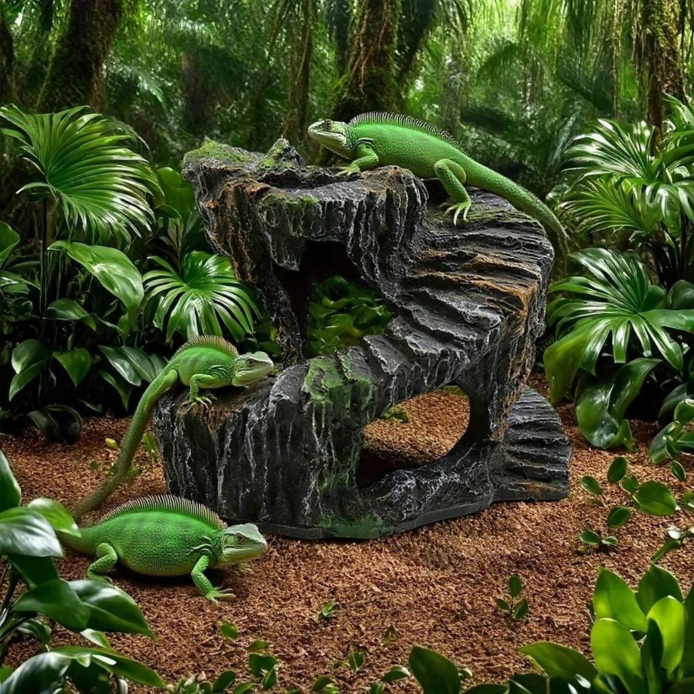 Sturdy Artificial Rock Cave Resin Tortoise Climbing Platform Shelter Cave  Pet Products