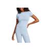 adidas Womens Essentials 3-Stripes Slim Baby T-Shirt Glow Blue/White Women Streetwear JE1241