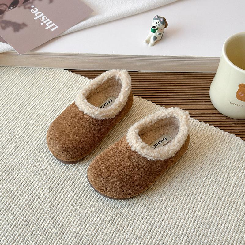 Children's fleece-lined thickened cotton shoes, new autumn and winter models, boys' Boken cotton shoes for small, medium, and large children, girls'
