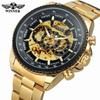 WINNER Brand Luxury Gold Men Watches Cool Mechanical Automatic Wrist Watches Stainless Steel Band Male Skeleton Clock