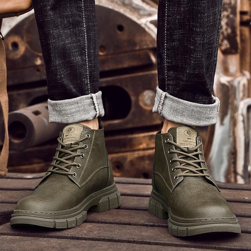 Low Top Wear Resistance Men's Casual Shoes 2024 New Arrival Fashion Ankle Boots Classic Non-Slip Genuine Leather Business Boots