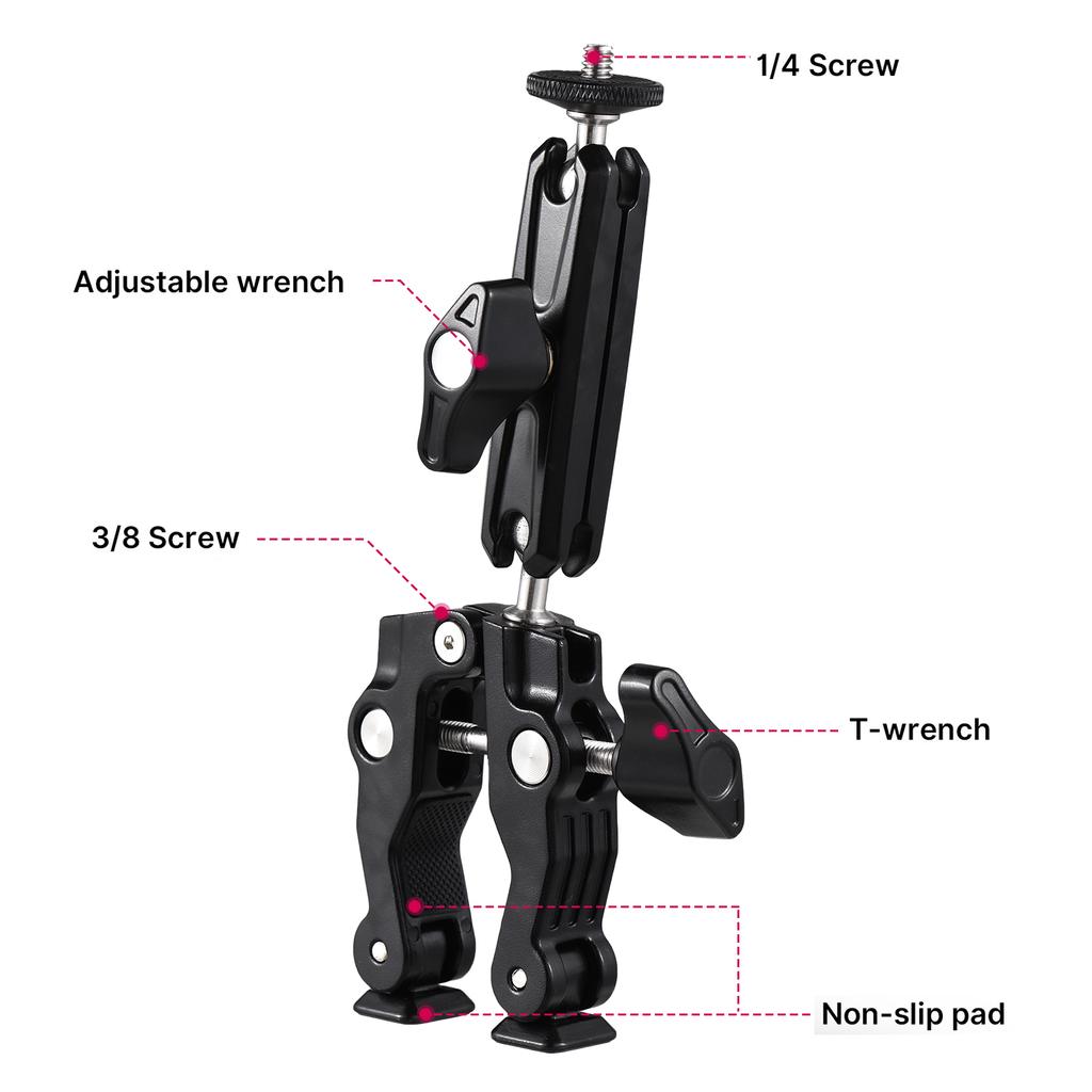 Multi-functional Clamp Bicycle Handlebar Adapter Mount Ball Mount Clamp Dual 360 Degrees Rotatable Ballhead